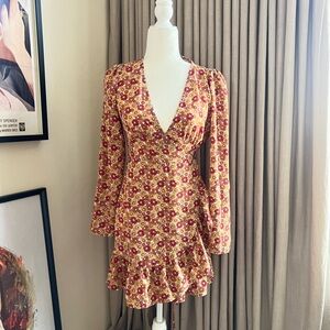 ASOS Floral Wrap Mini Dress – Long Sleeve with Ruffle Hem